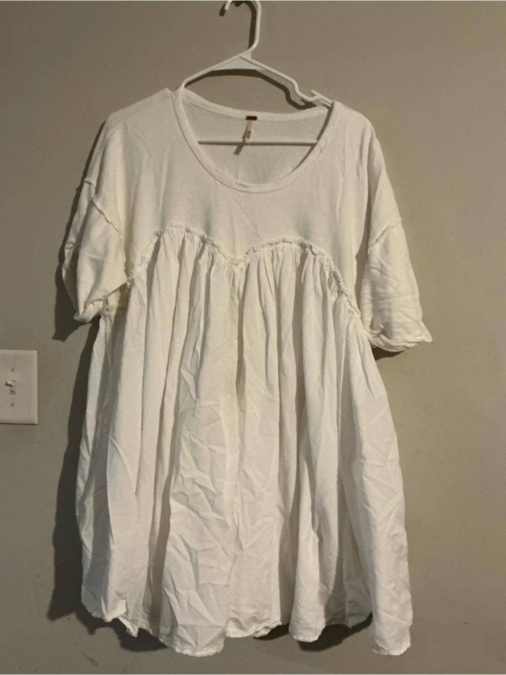 Free People Cream Short-Sleeve Babydoll Tunic - Picture 3 of 4